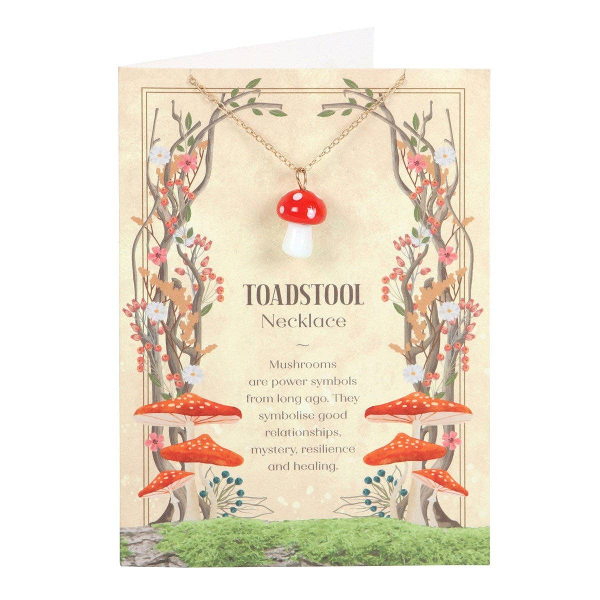 Toadstool Charm Necklace Greeting Card