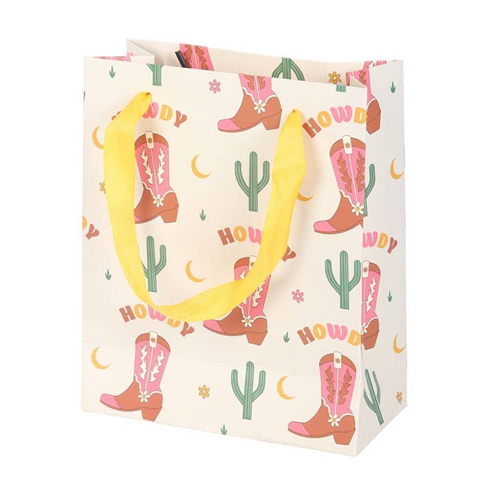 23cm Medium Cowboy Boot Print Gift Bag