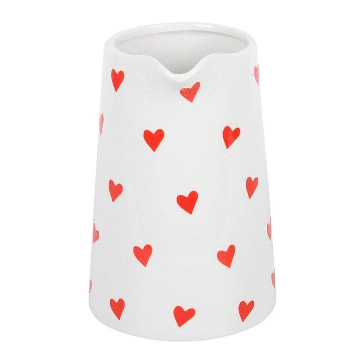 Heart Print Ceramic Valentine's Day Flower Jug