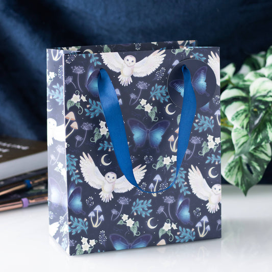 23cm Medium Midnight Forest Owl Print Gift Bag