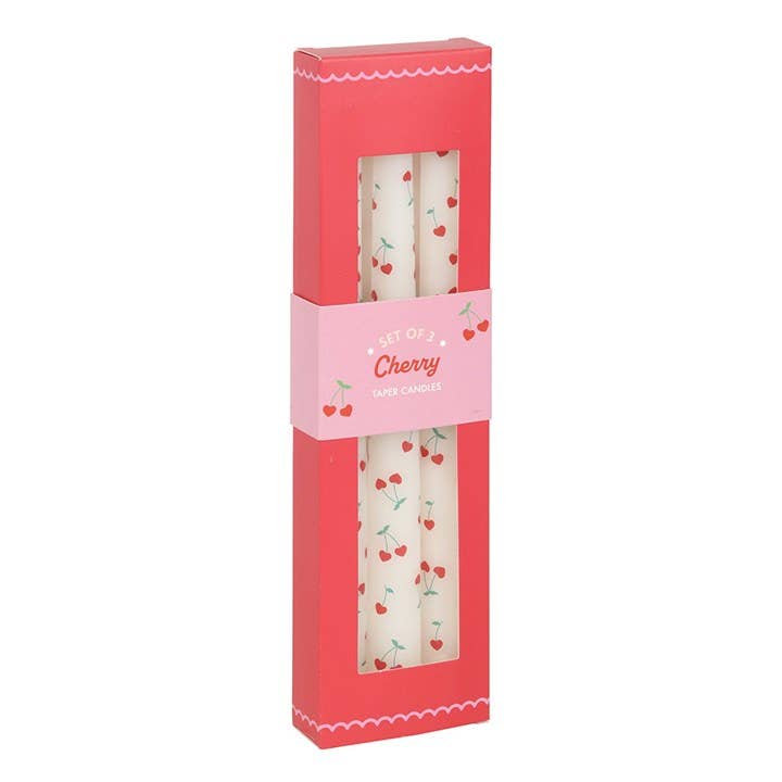 Set of 3 Love Heart Cherry Valentine Taper Candles