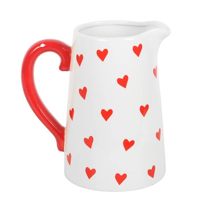 Heart Print Ceramic Valentine's Day Flower Jug