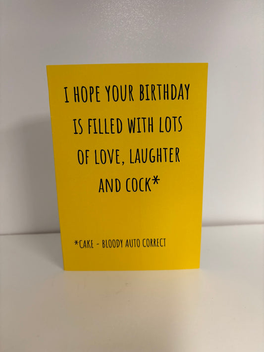 LOVE,LAUGHTER AND CAKE BIRTHDAY CARD