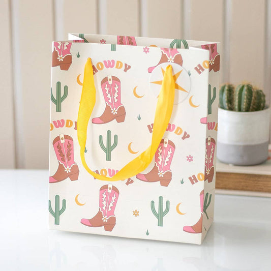 23cm Medium Cowboy Boot Print Gift Bag