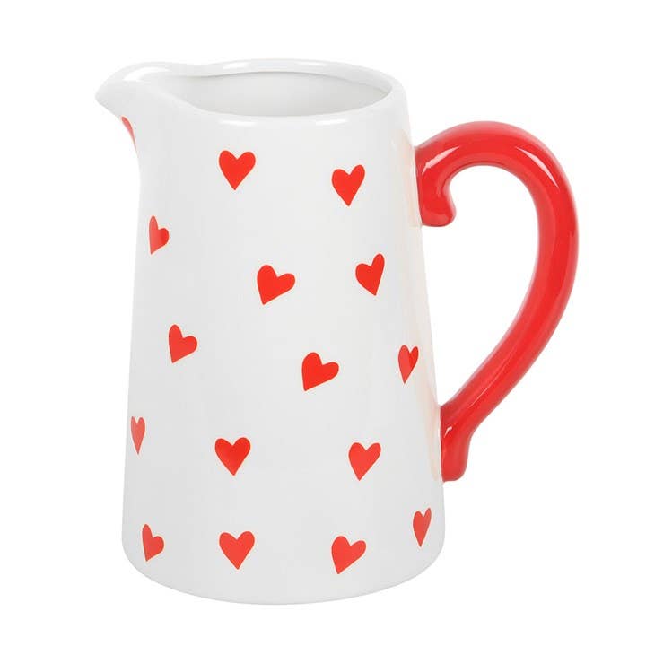 Heart Print Ceramic Valentine's Day Flower Jug